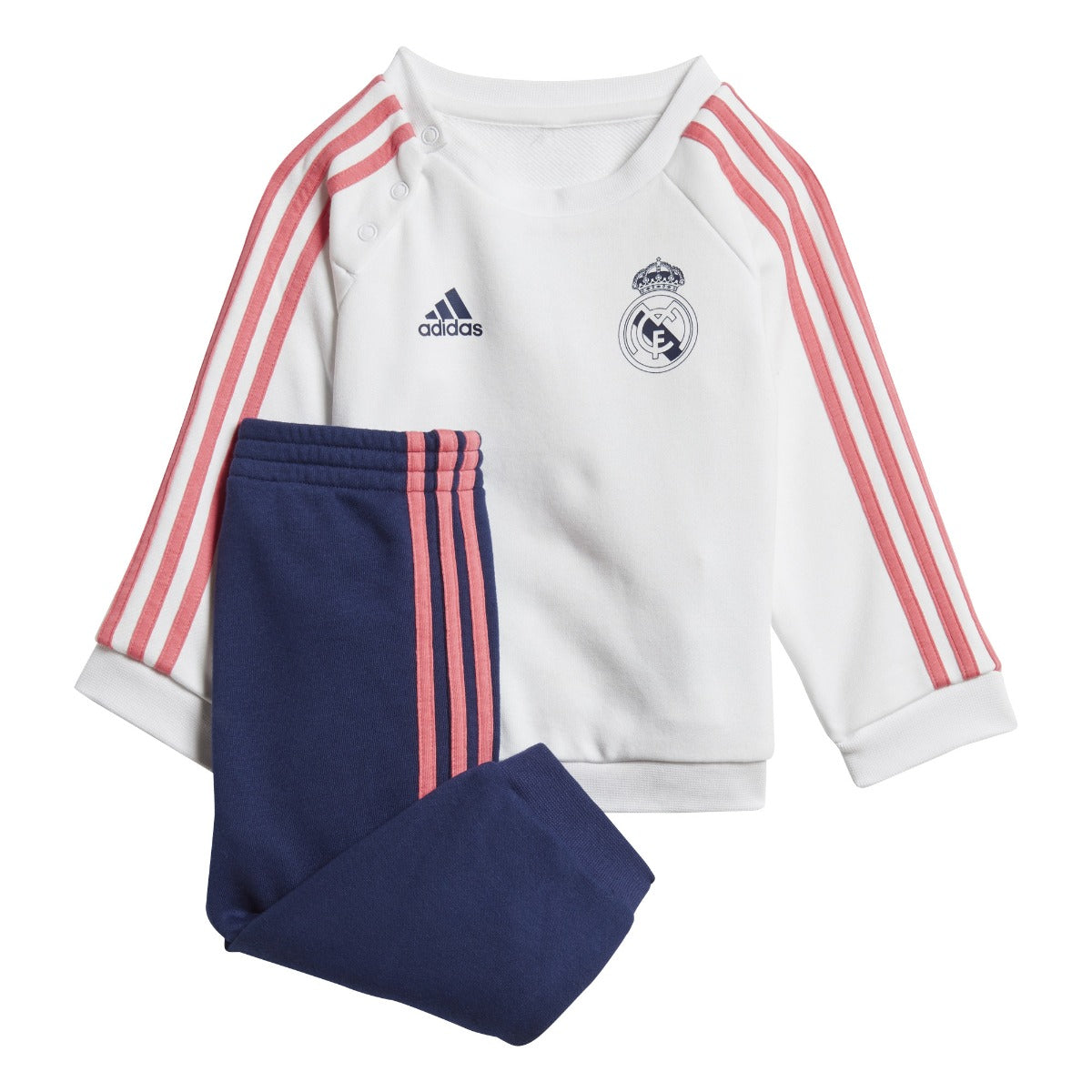 Adidas, Adidas 2020-21 Real Madrid 3 Stripes Baby Jogger - Bianco-Navy-Pink