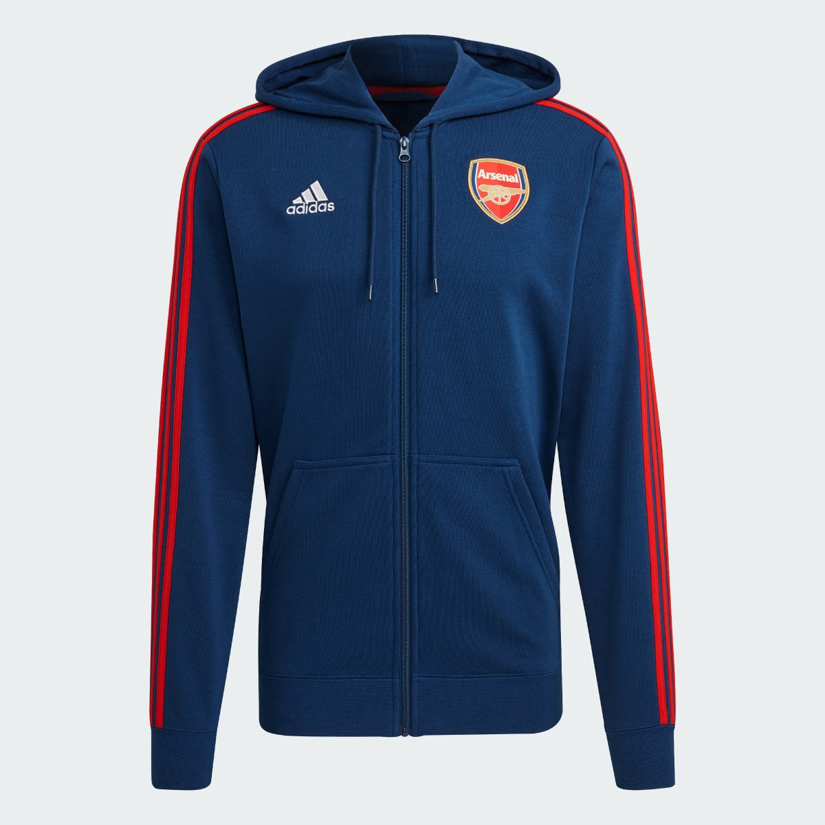 Adidas, Adidas 2021-22 Arsenal Felpa con cappuccio a 3 strisce - Navy