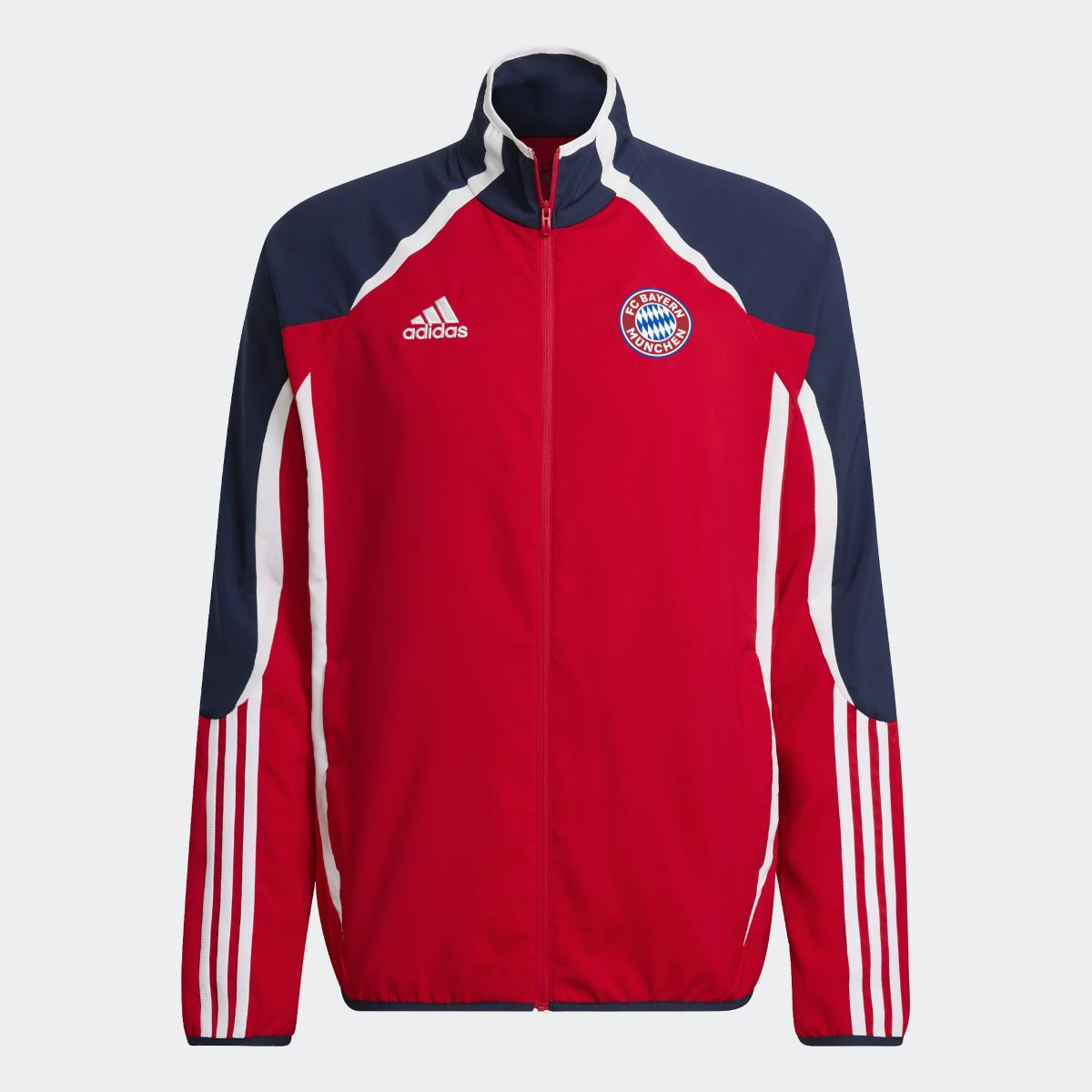 Adidas, Giacca adidas 21-22 FC Bayern Monaco Teamgeist Woven - True Red-Indigo