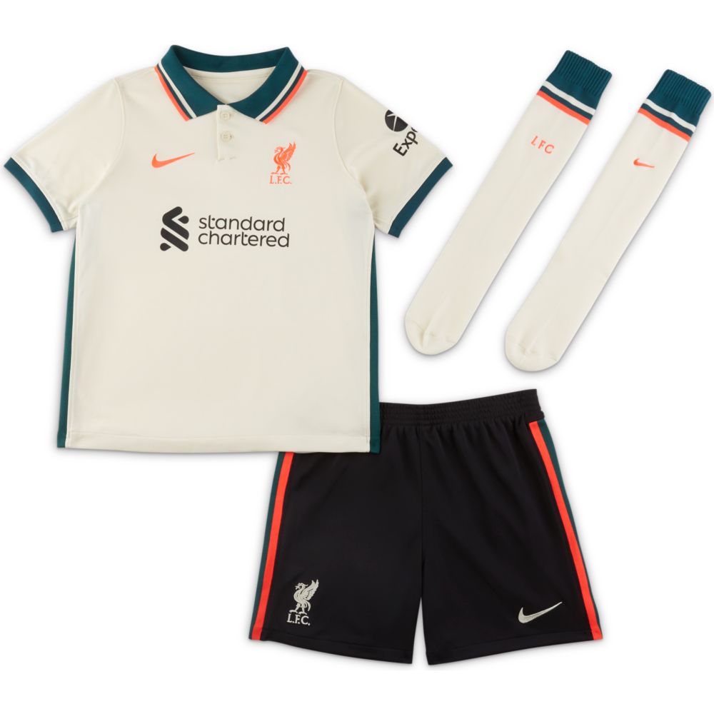 Nike, Kit da trasferta per bambini del Liverpool 2021-22 - Fossil