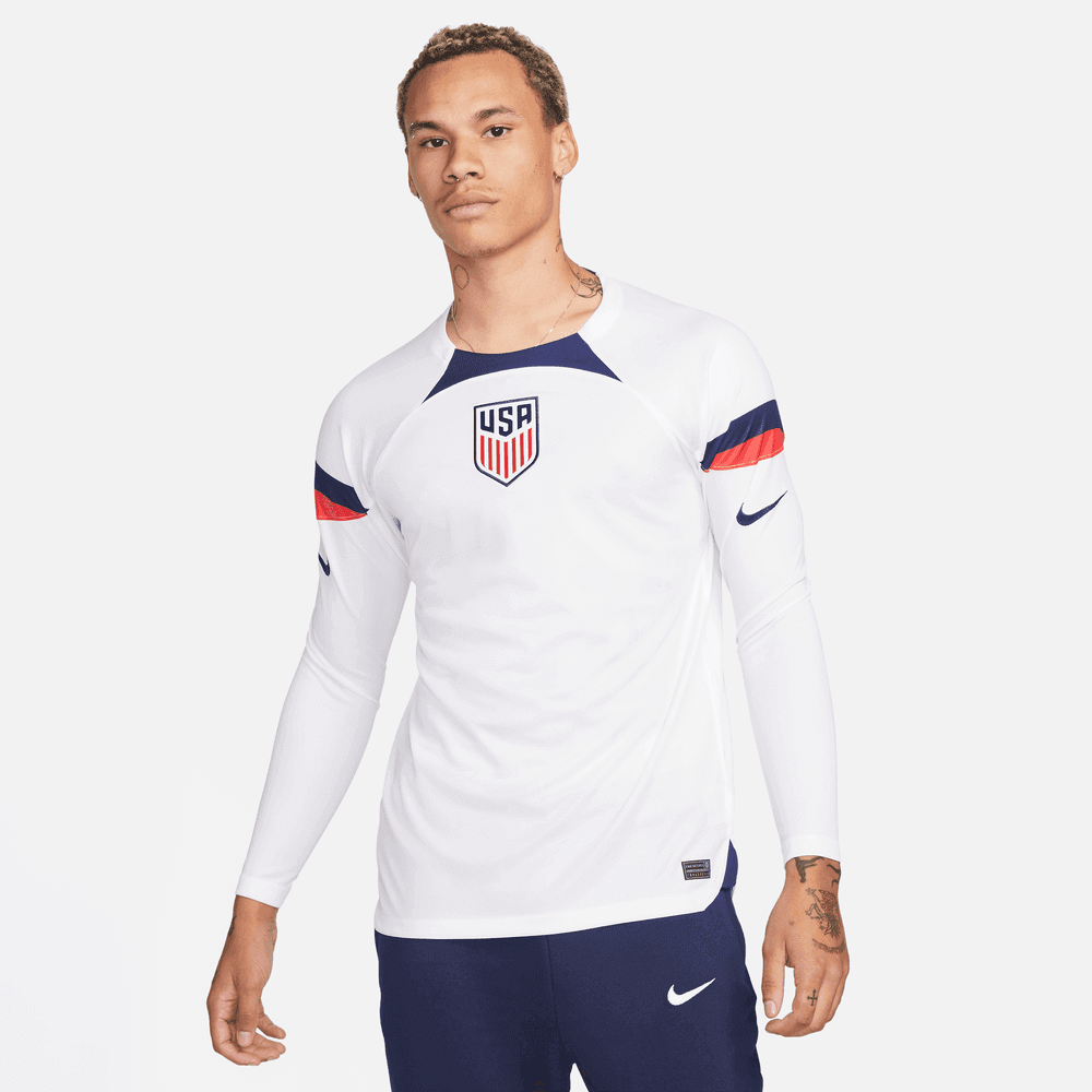 Nike, Maglia a maniche lunghe Nike 2022-23 USA Home White-Loyal Blue