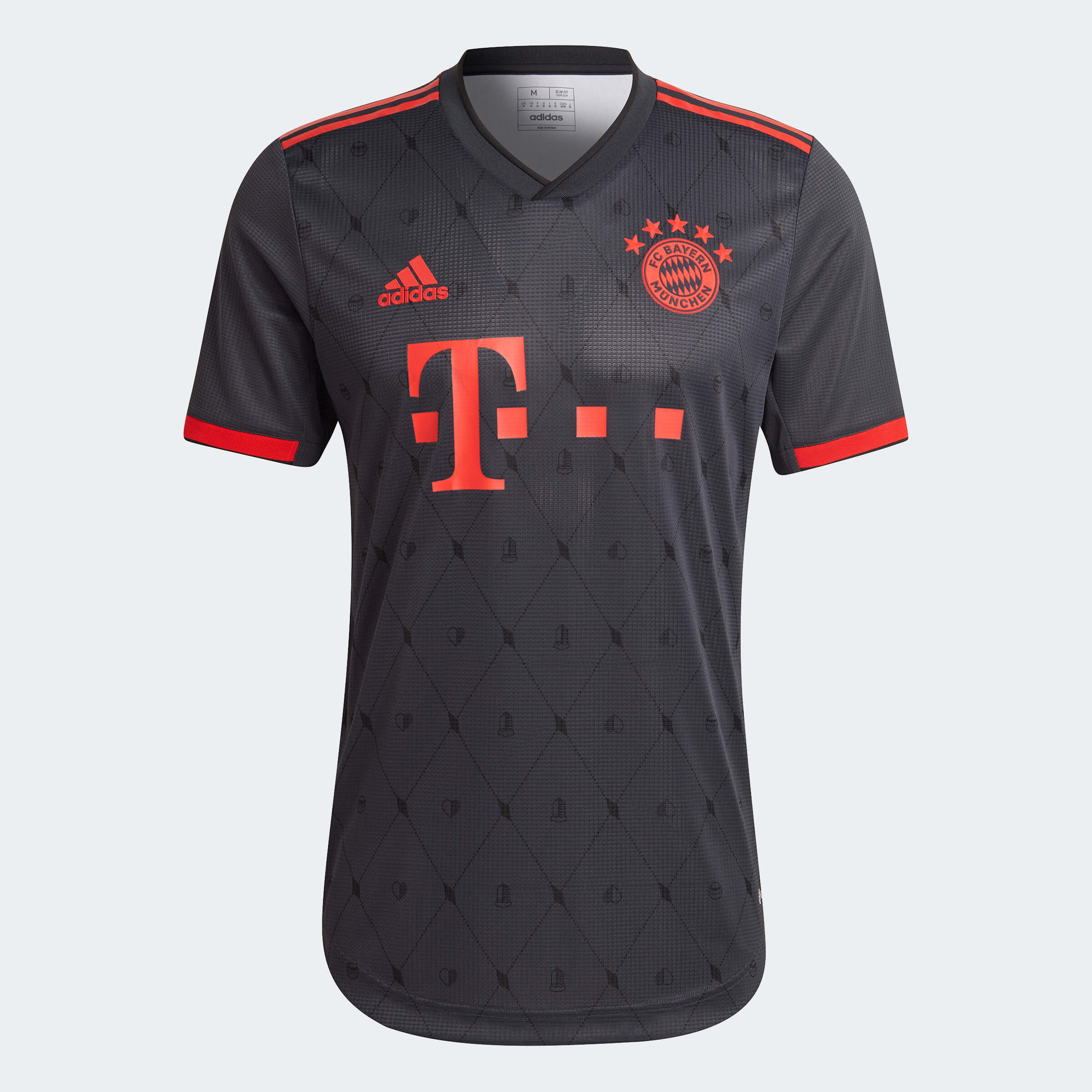 Adidas, Maglia adidas 2022-23 Bayern Monaco Authentic Third Jersey - Nero-Rosso