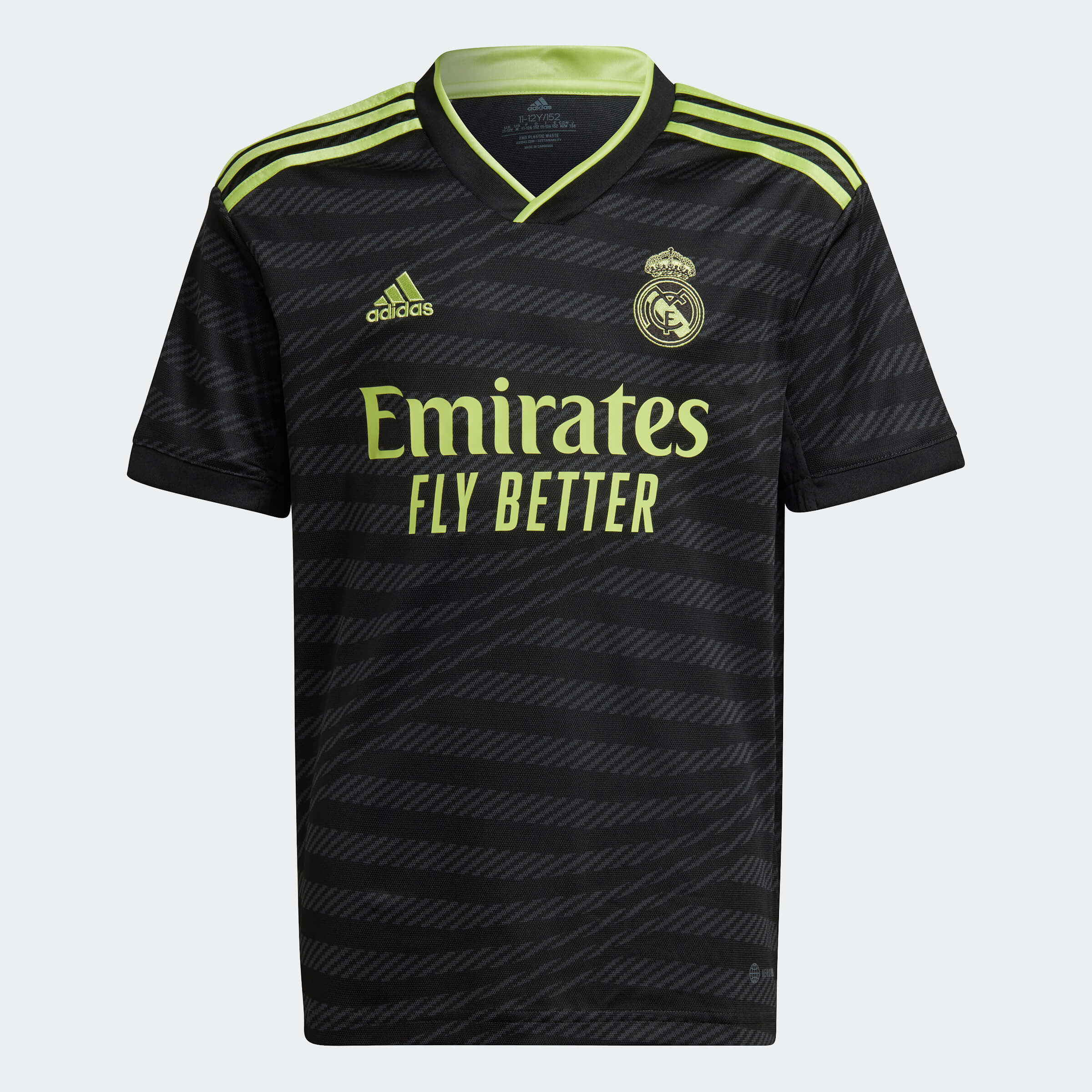 Adidas, Maglia adidas 2022-23 Real Madrid Terza Maglia Giovanile Nero-Neon