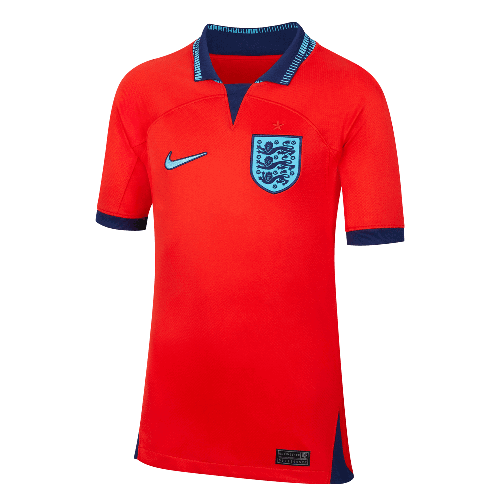 Nike, Maglia da trasferta della gioventù dell'Inghilterra 2022-23 - Red-Blue Void