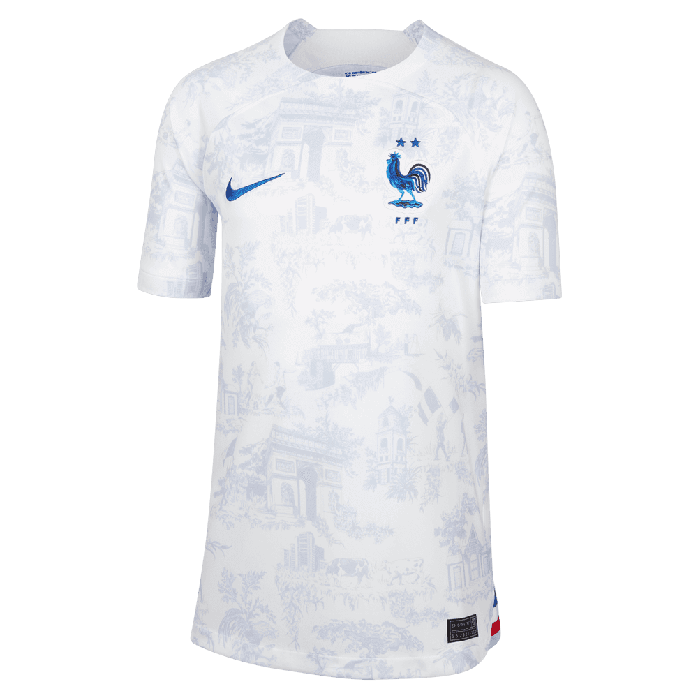 Nike, Maglia giovanile da trasferta della Francia 2022-23 Nike Bianco-Royal