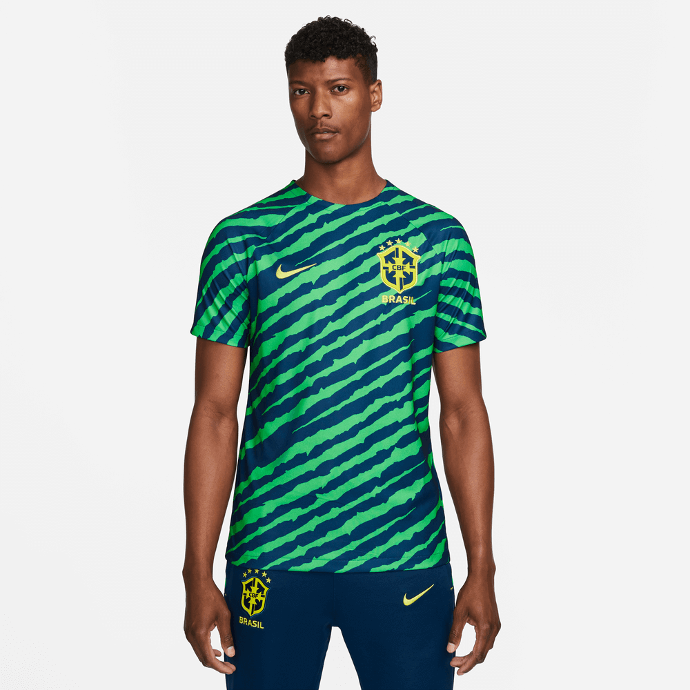 Nike, Maglia pre-partita Brasile 2022-23 Nike - Blu-Verde
