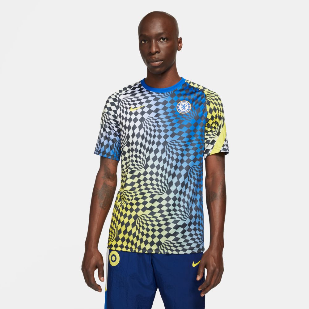 Nike, Maglia pre-partita Nike 2021-22 Chelsea - Lione Blu-Opti giallo