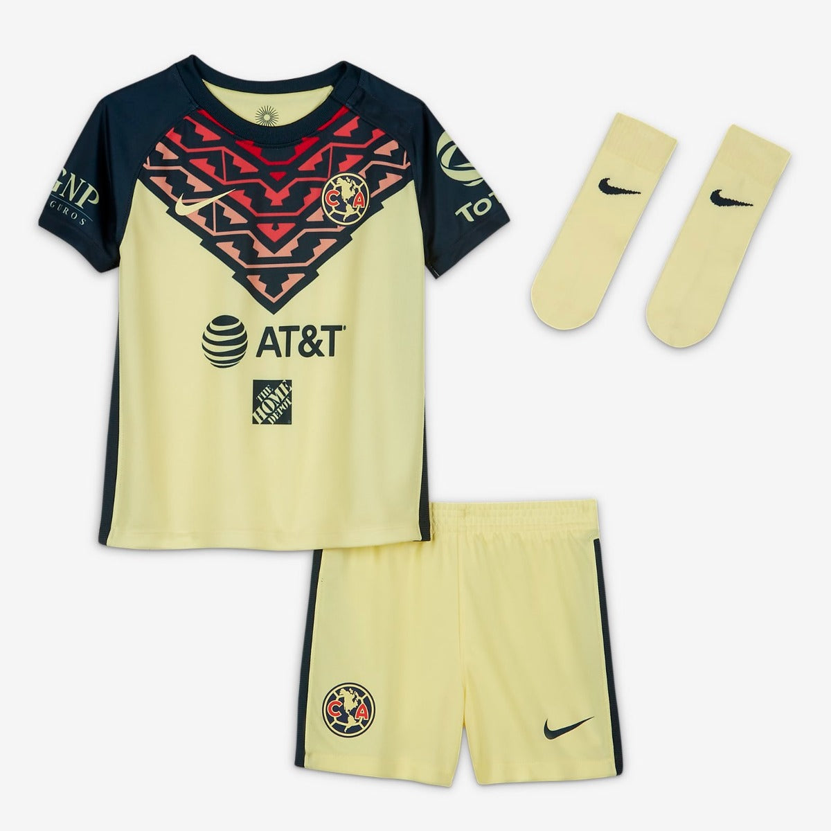 Nike, Nike 2021-22 Club America MINI Home Kit - Giallo-Navy