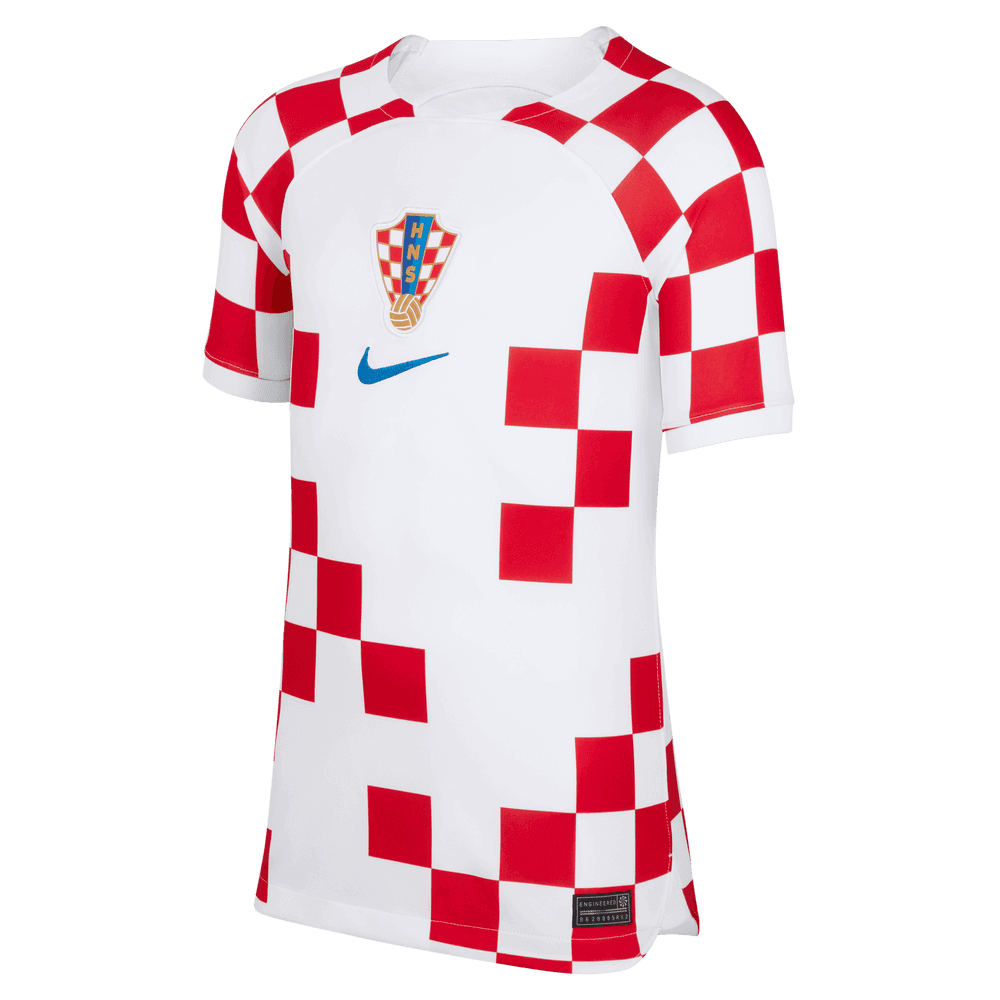 Nike, Nike 2022-23 Croazia Gioventù Maglia Home Bianco-Rosso-Blu